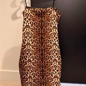 Amazon Leopard-Print Mini Dress in Brown and Tan